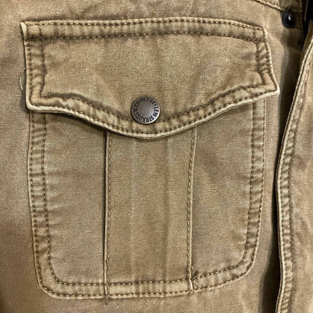 Levi’s canvas jacket with fleece lining and quotes arms Small Silver label